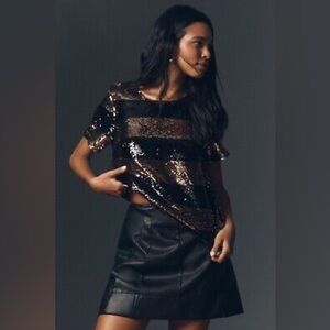 MAEVE SHORT-SLEEVE SEQUIN STRIPED TOP